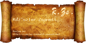 Röszler Zsanett névjegykártya